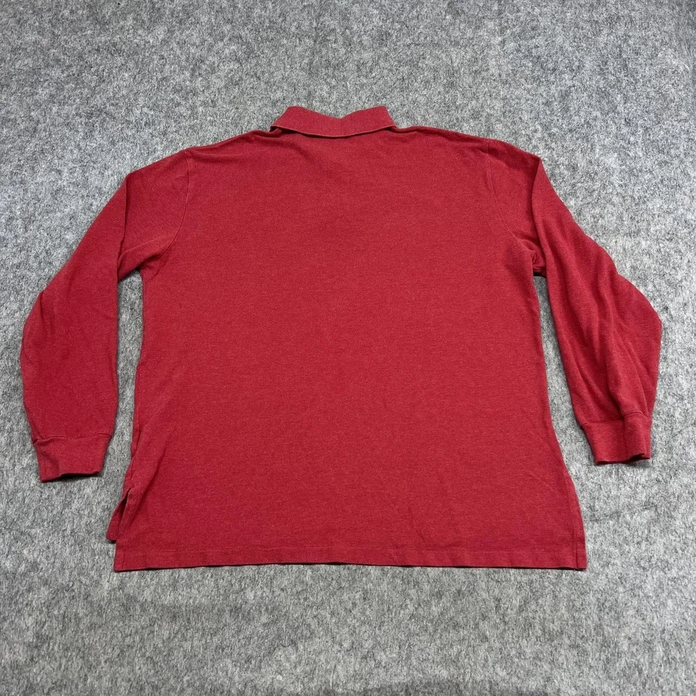 Polo Ralph Lauren Polo Shirt Mens XL Red Long Sleeve‎ 100% Cotton Green Pony